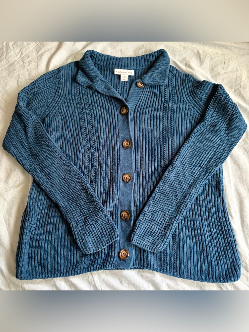 Coldwater Creek Blue Ribbed Cardigan